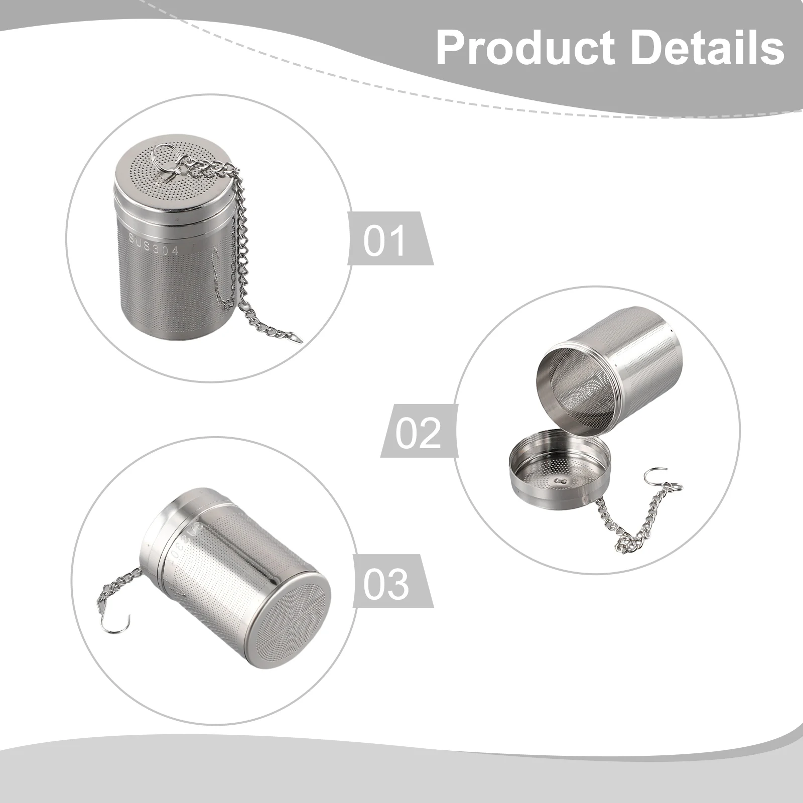 Home Tea Infuser Mesh Filter Parts Replacements Rust Resistant Seals Strainer Threaded Connection 304 Stainless Steel