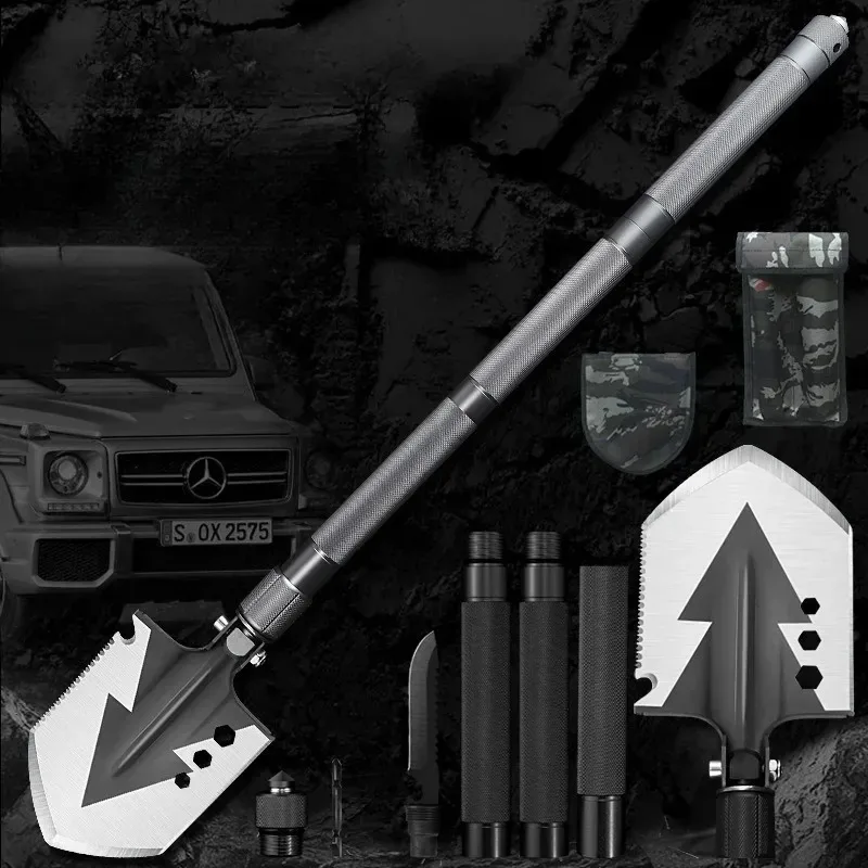 Multifunction Aluminium Alloy Shovel Portable Detachable Folding Camping Tool Self-Defense Survival Outdoor Gear