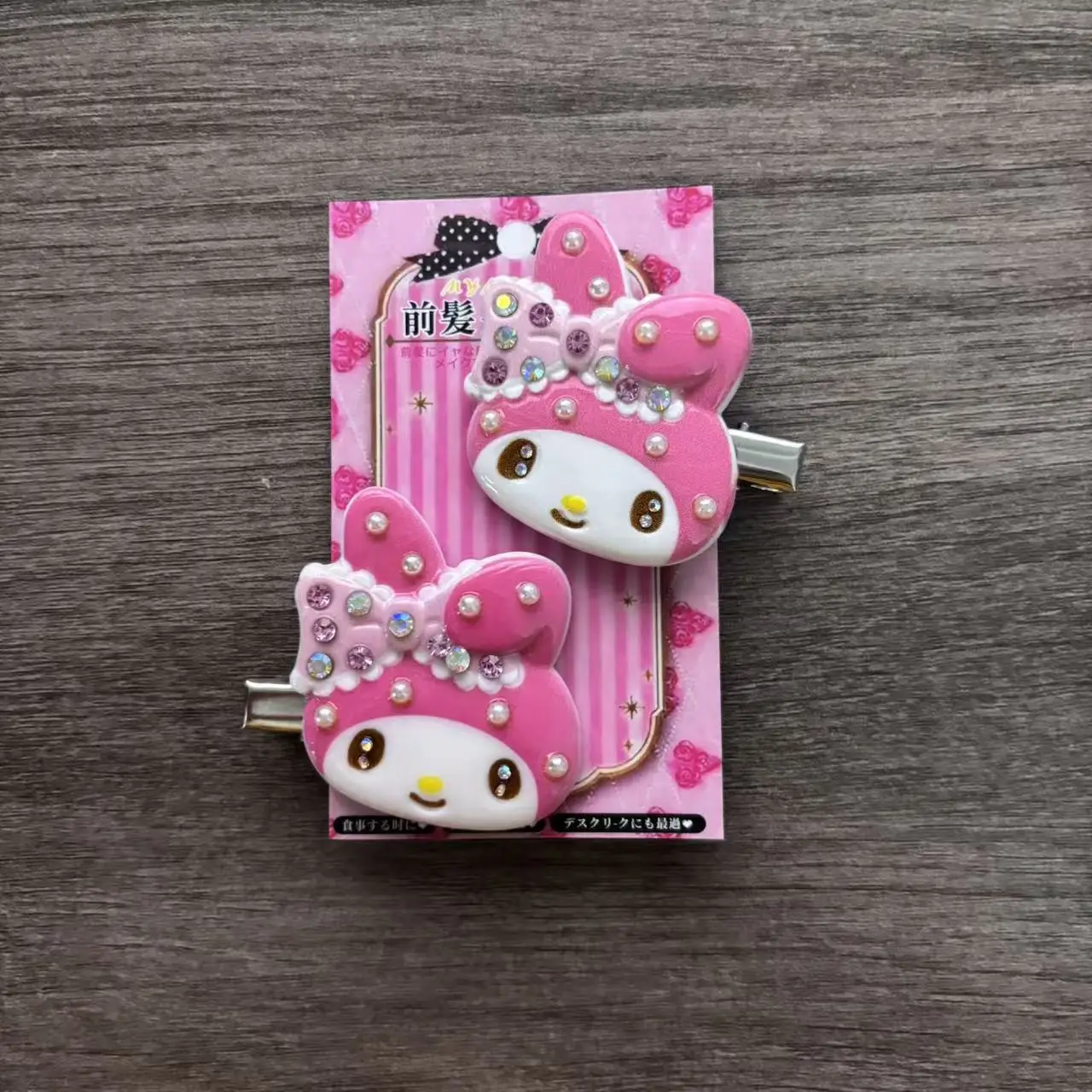 Sanrio Cartoon Sakura Rhinestone Hair Clips Hello Kitty Kuromi My Melody Cinnamoroll Side Bang Barrettes Girls Hair Decor Pins view 5
