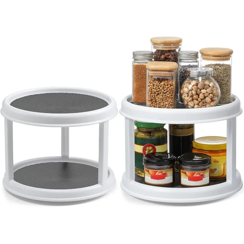 Kitchen Lazy Susan Rack Organizer for Cabinet Pantry Cabinet Countertop Rotating Spices Seasoning Organizer Rack 360 Degree