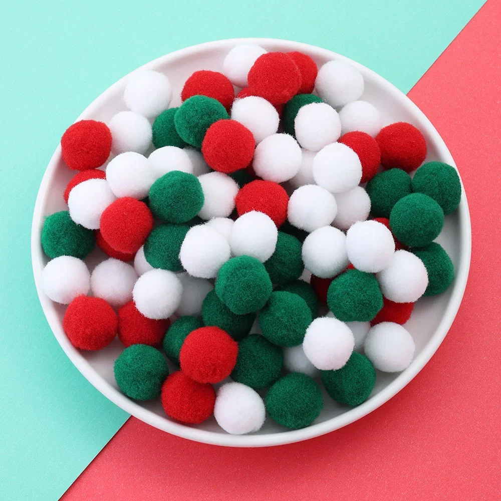 iYOE 50/100/200pcs Pompom Fluffy Soft Christmas Pom Poms Fur Balls Christmas Pompoms Craft Decoration Xmas Tree Accessories