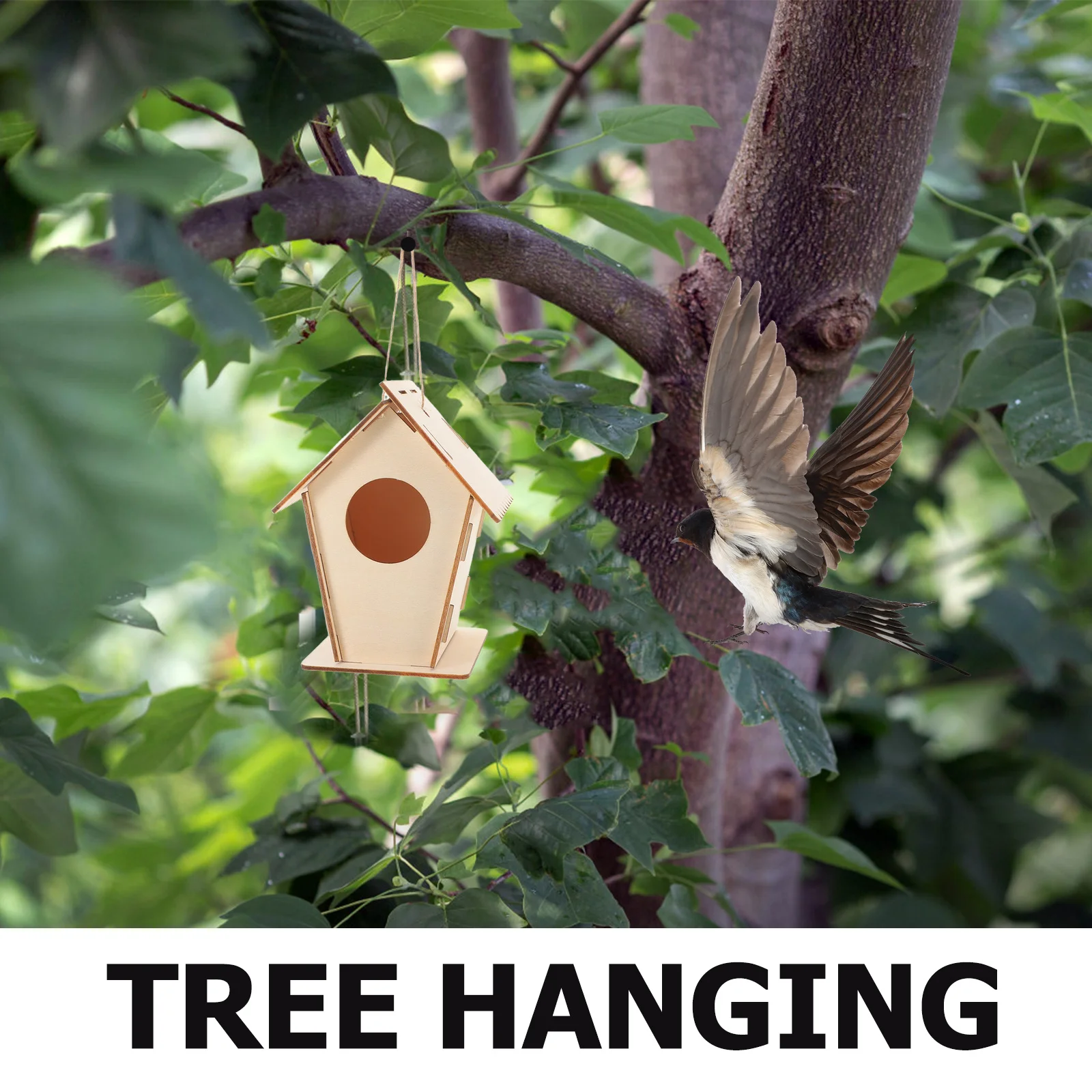 Kit de maison à oiseaux en bois pour enfants, 6 pièces, Mini maisons à oiseaux à peindre, artisanat inachevé avec ficelle suspendue, assemblage pré-percé