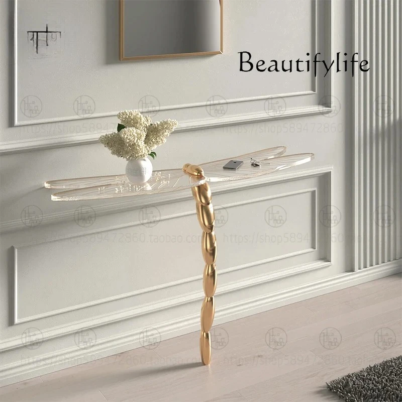 

Foyer Acrylic Dragonfly Entrance Living Room Butterfly Coffee Table Entrance Table Solid Wood Light Luxury Modern Table