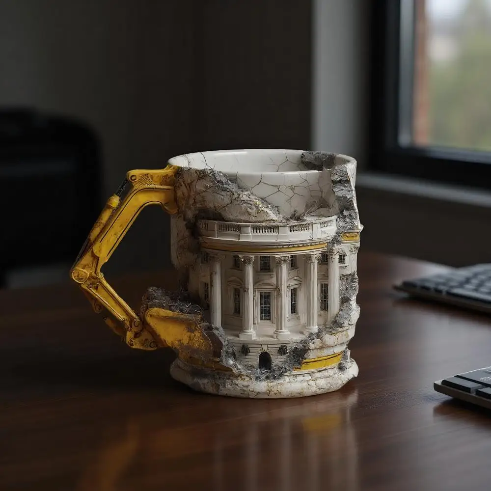 Someone Lied Demolition Mug with Handle 3D Building Print Excavator Shaped Ceramic Coffee Mug Funny Tea Mugs Milk Cup