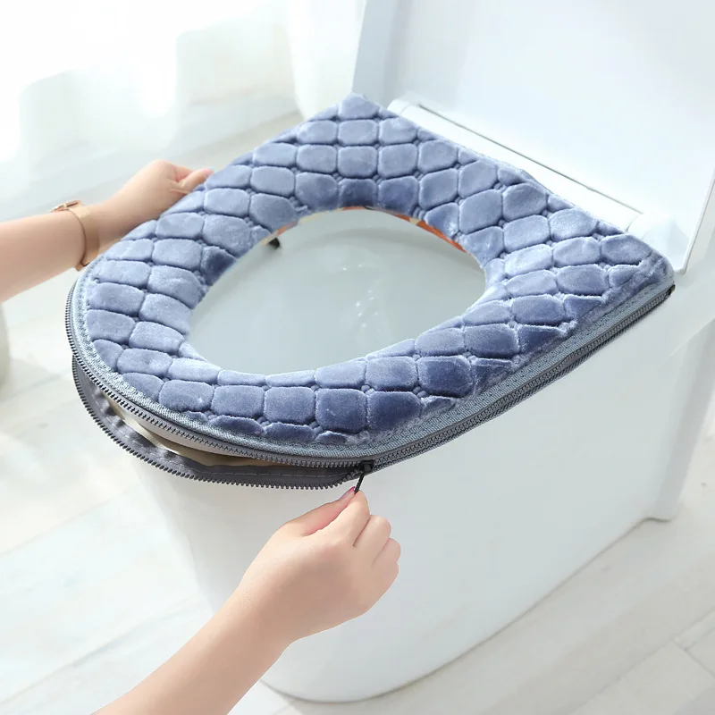 Newest Thickened Toilet Seat Cover Winter Warm Soft Washable Toilet Seat Cover Toilet Lid Cover Bidet Cover Bathroom Accessories