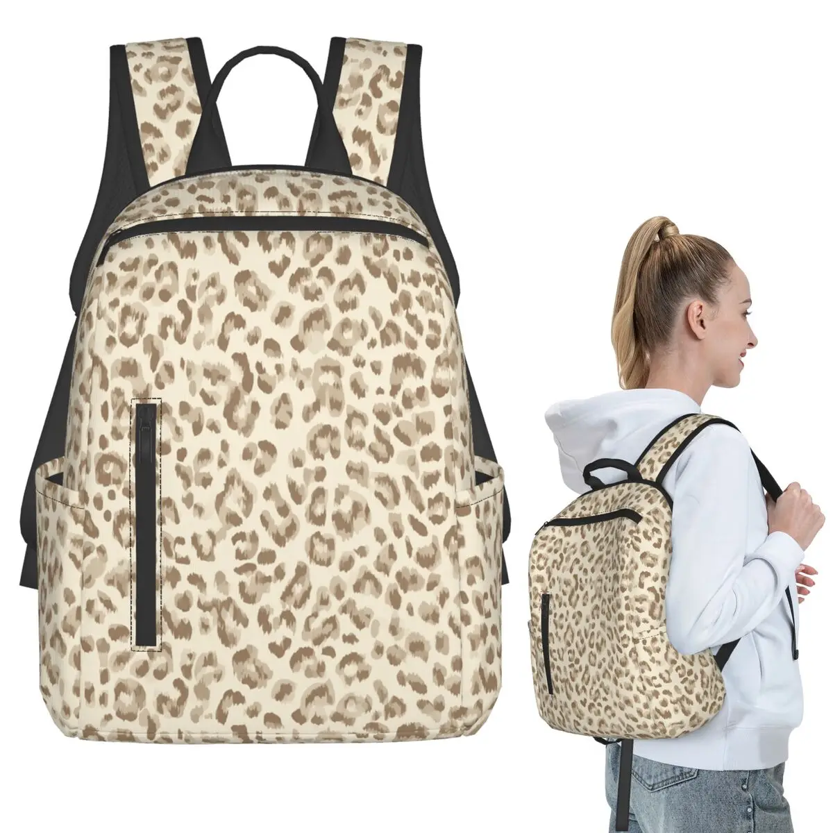 Light Leopard Pattern (2) Backpack Student BookBag Boys Girls School Bag Laptop Shoulder Bags Men Women
