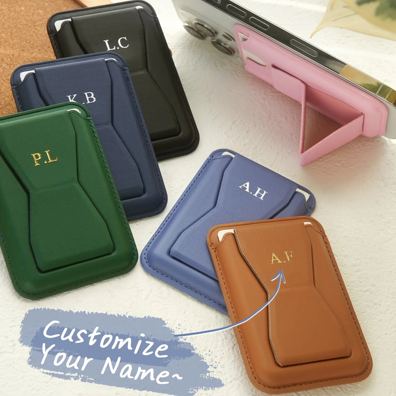 Customized Name Anti-theft Leather Card Holder for Magsafe Phone Safety Accessories Wallet Case for Apple 17 16 15 14 13 Pro Max