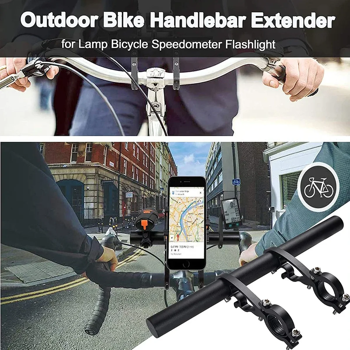Bicycle Handlebar Extended Bracket For Electric Scooter & Bike 20CM Aluminum Additional Handrails
