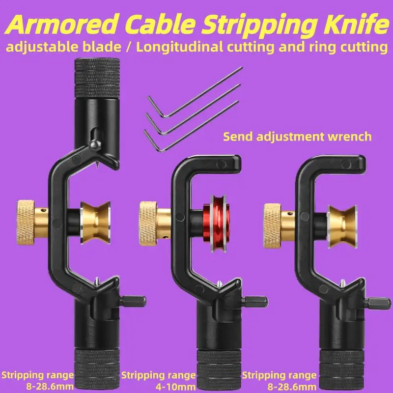 

ACS-2 Armored Cable Stripping Knife 4-10mm&8-28mm Wire Stripper Longitudina&Transverse Fiber Optic Jacket Slitter