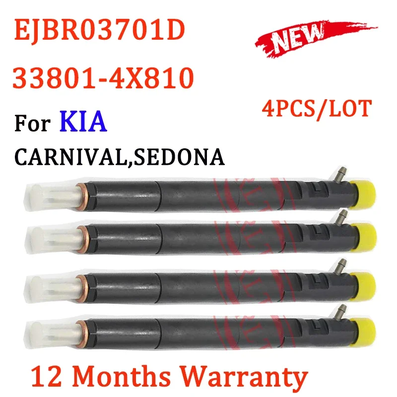 4 PCS NEW 33800-4X800 EJBR03701D Diesel Fuel Injector 33801-4X800 33801-4X810 For Hyundai Terracan Kia Carnival 2.9 Crdi ORLTL