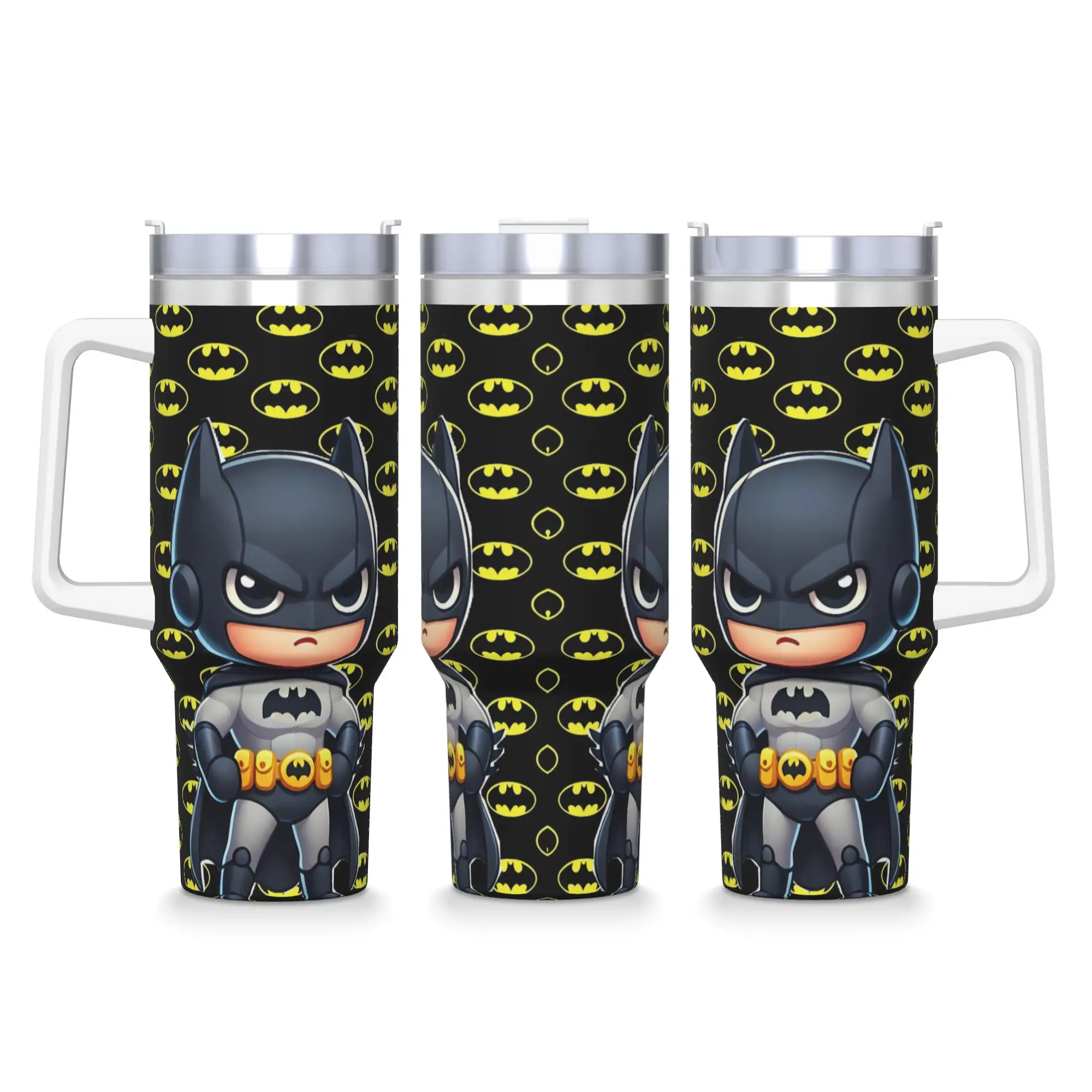 Stainless Steel Tumbler B-Batmans Cartoon Car Mugs With Straws 3D Print Beach Hot Drinks Water Bottle Keep Heat Large Coffee Mug