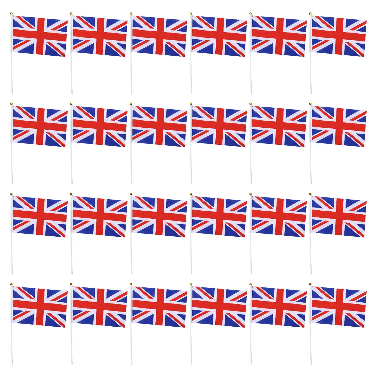 40Pcs Portable British Stick Flags Small Handheld Uk Flags Polyester Fabric Vibrant Colors Fade Resistant for Sporting Events