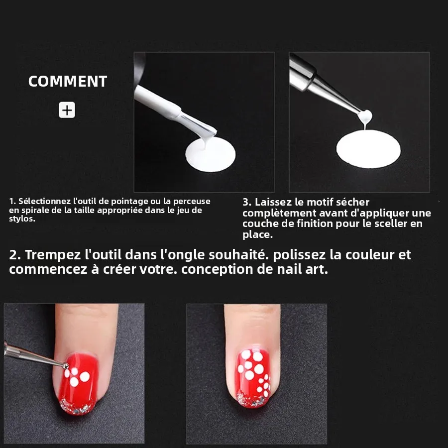 Professional 4-in-1 Nail Dotting Pen Press-Type Multi-Head Rhinestone Picker Outlining Tool for Home Salon Nail Art Manicure view 5