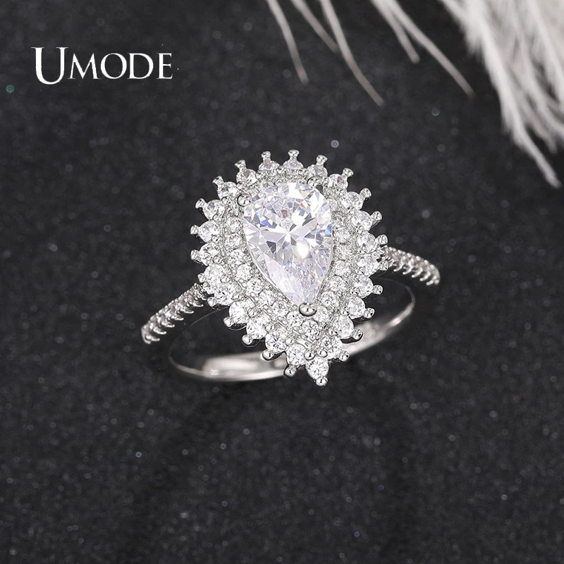 UMODE New Chic Drop Auger AAA+ Cubic Zirconia Design Rings for Women Fashion Gilrs Trendy Jewelry Bague Femme Party Gifts UR0720