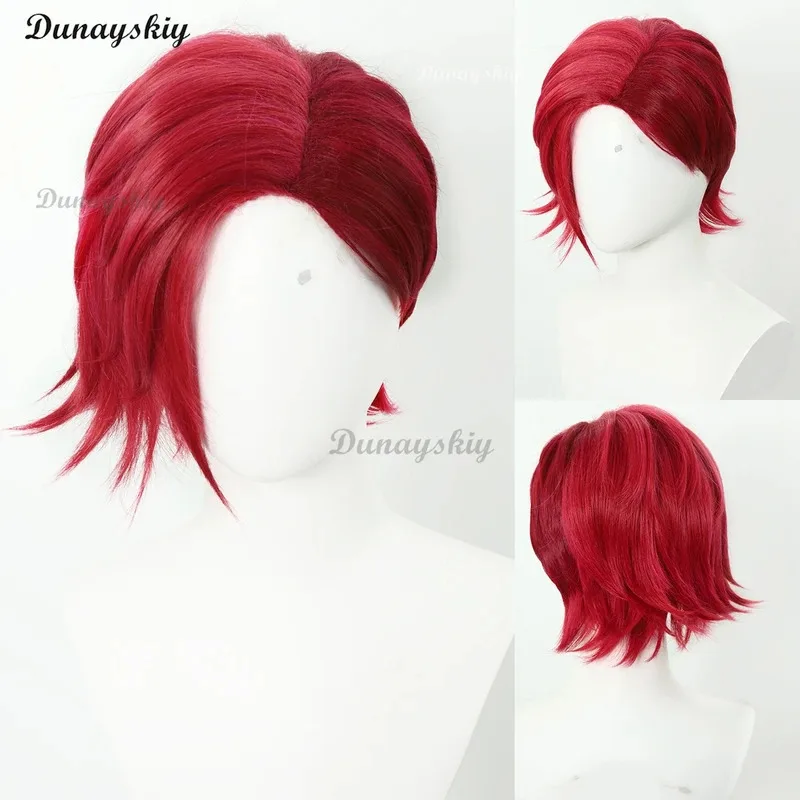 Game Arcane Season 2 Vi Jinx Cosplay Wig Vi 30cm Black and Red Hair For Women Men Halloween Carnival Party  Wig Customized