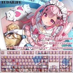 Yuuki Sakuna 108 Keycaps Vtuber PBT DYE Sublimation Light Transmitting Cherry MX Cross Axis Switch for Mechanical Keyboard Gift