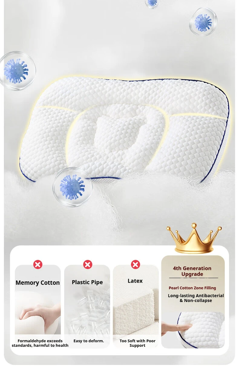 AIBEDILA 2-seitiges Babykissen, atmungsaktiv, bequem, Nacken- und Wirbelsäulenstütze, Kleinkindkissen, fünfZonen-Design, Kinder-Schlafkissen – Detail 2