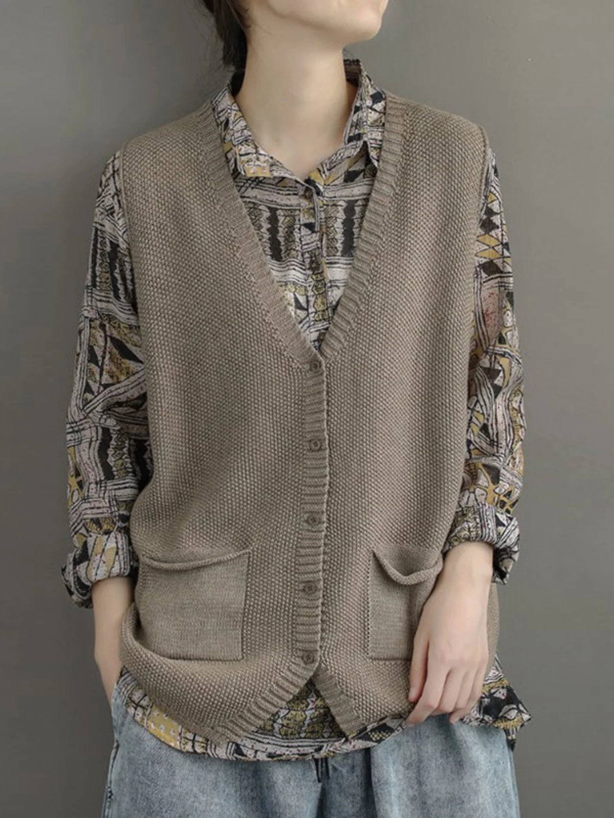 Retro gebreid vest dames losse V-Ne open vest trui top lente zomer nieuwe Sle casual comfortabele bovenkleding