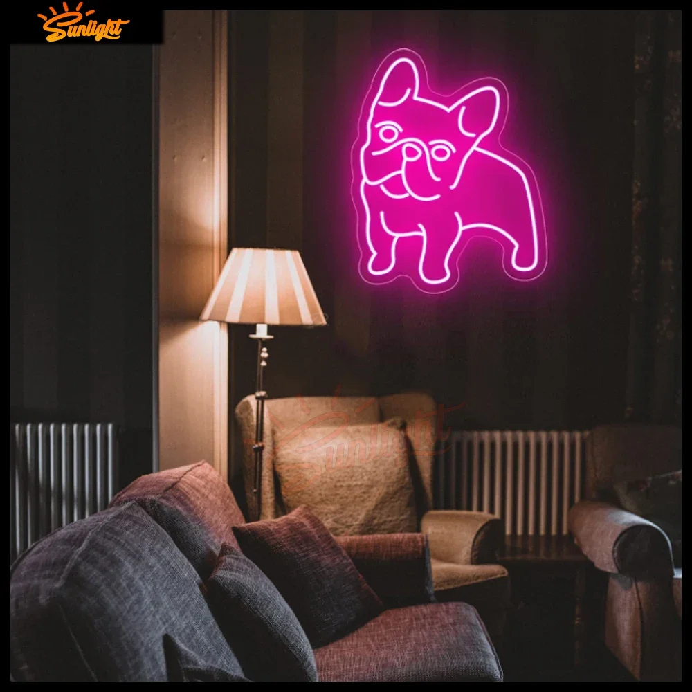 

French Bulldog Neon Sign Led Neon Lights Animal Signs Custom Sign for Home Pet Room Wall Decoration Bedroom Kid Room Décor