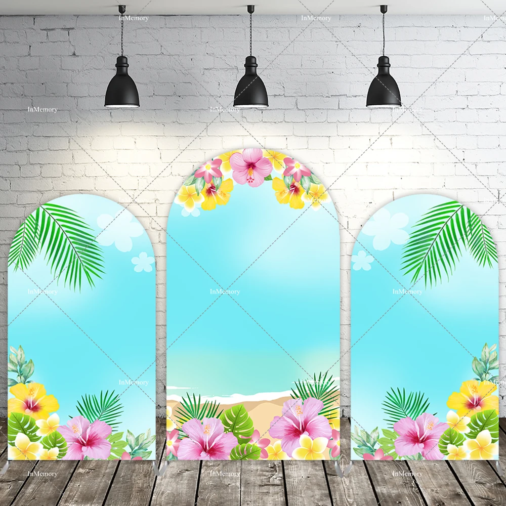Summer Ocean Beach Chiara Wall Arch Backdrop Cover For Baby Shower Kids Surfing Birthday Party Photography Background Supplies