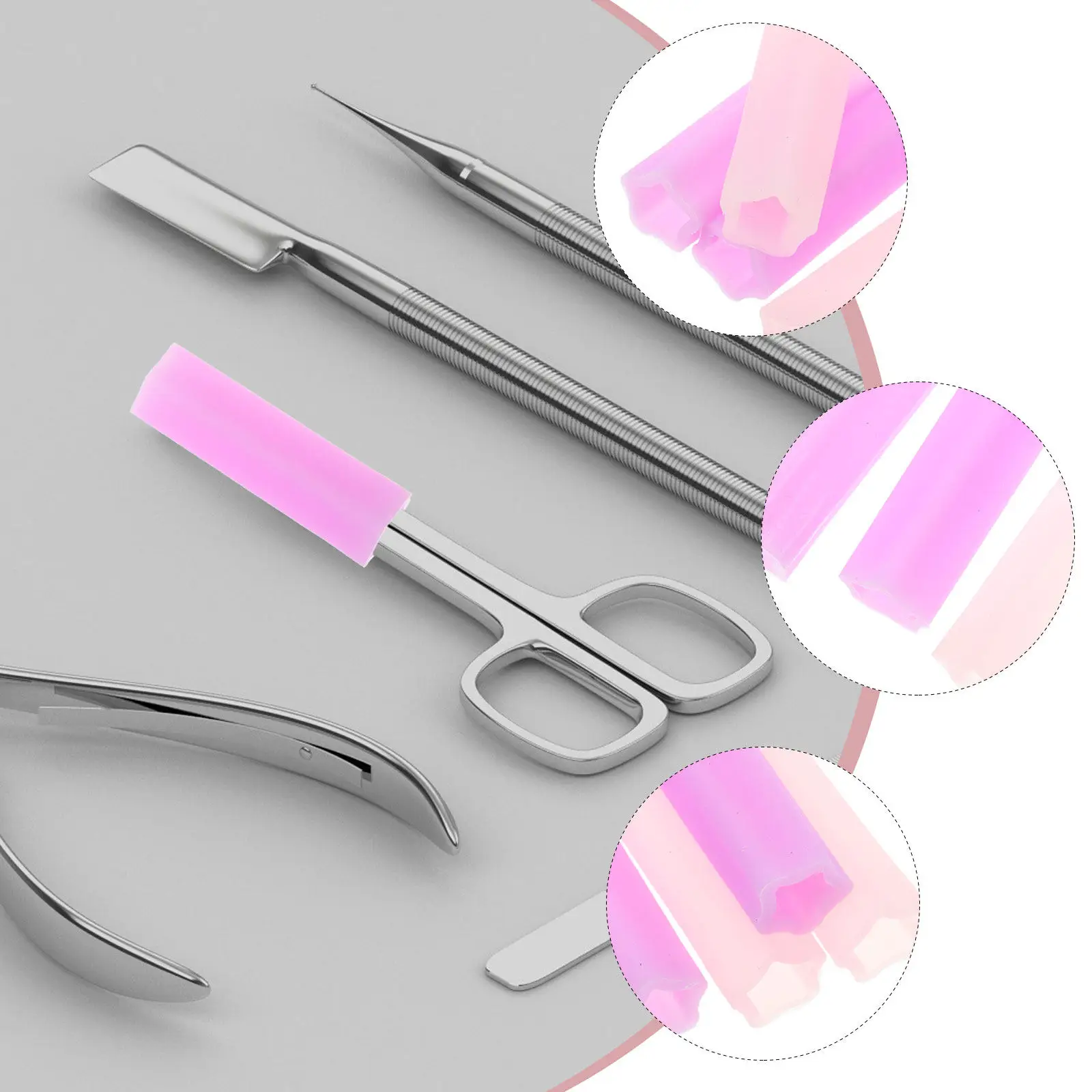 4Pcs Protective Cover for Nail Cuticle Scissors Manicure Tools Reusable Plastic Nipper Cap Size 4x1.3x1.3cm Pink Rose Red Daily