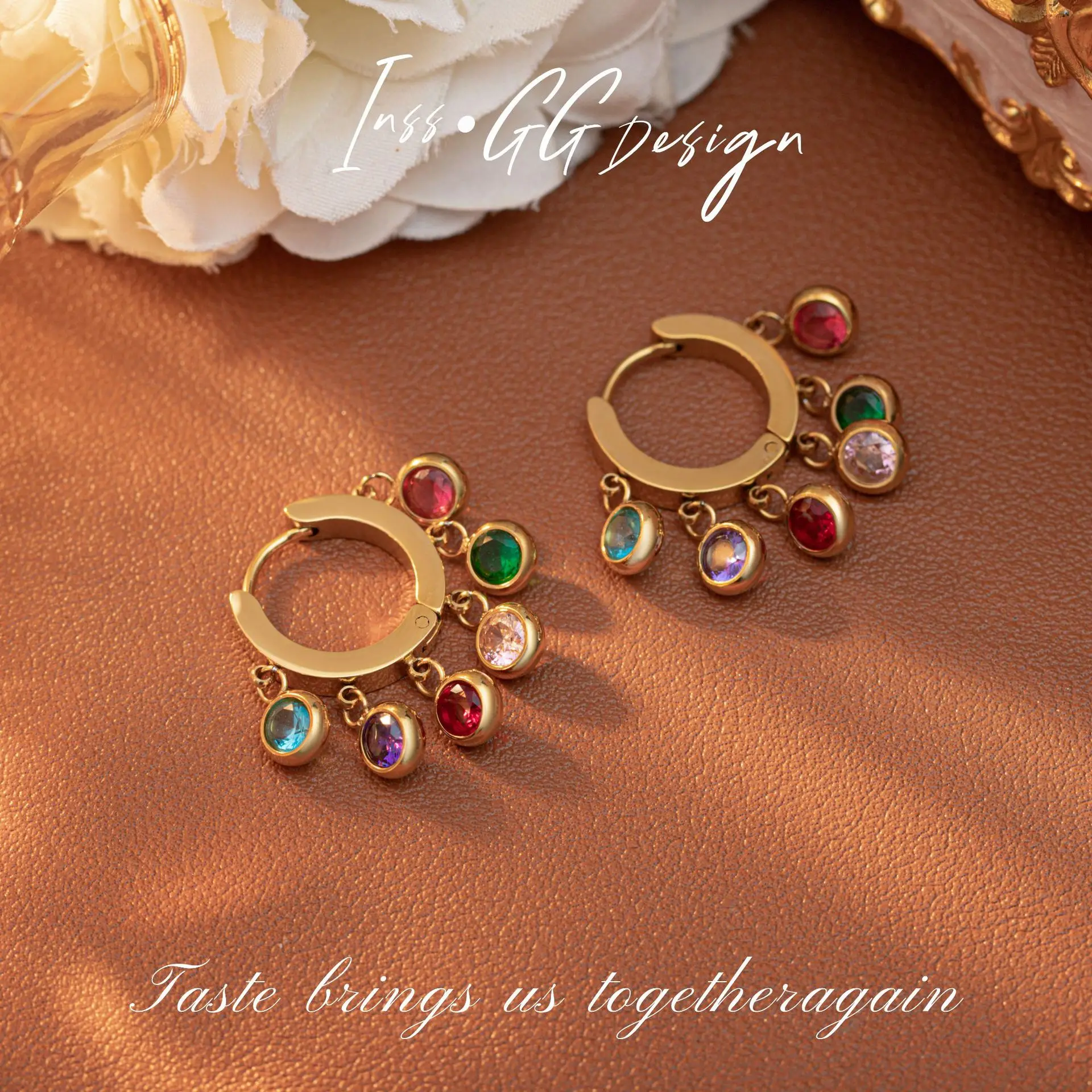 

Легкие роскошные серьги с цветными цирконами и бахромой, женские, в стиле инс, нишевые, модные, дизайнерские, высококачественные.