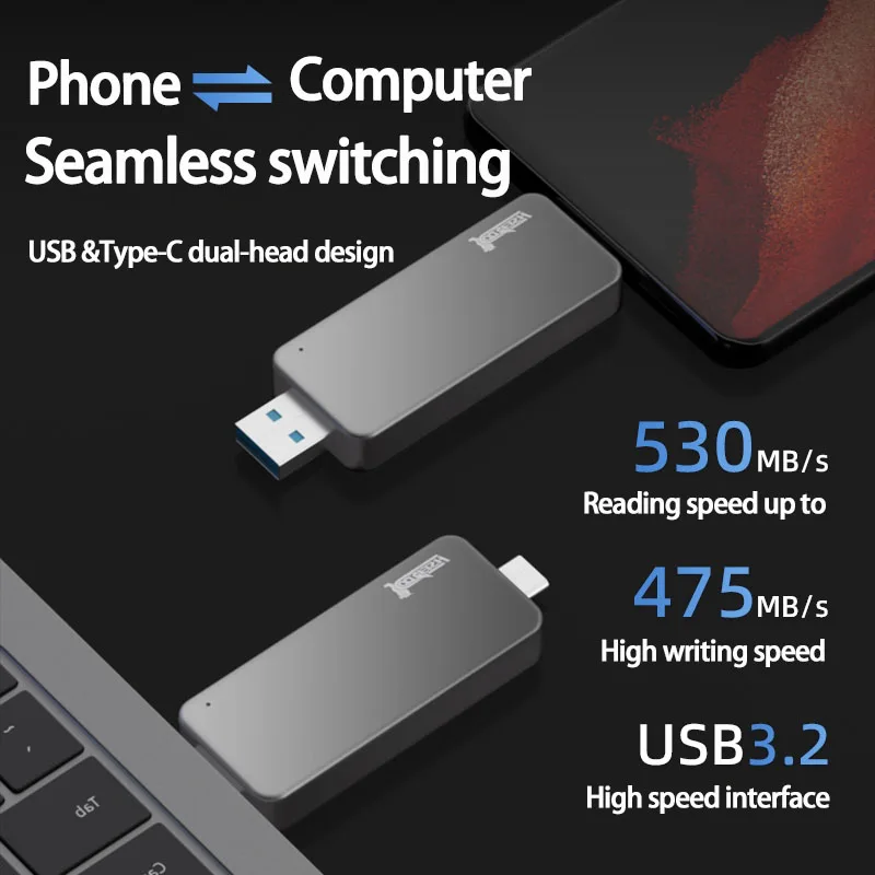 CoolFish USB 3.1 Type C 3.1Pen Drive 64GB To 4TB High Speed Transfer Metal SSD Pendrive Portable Flash Drive Memora Use Stick