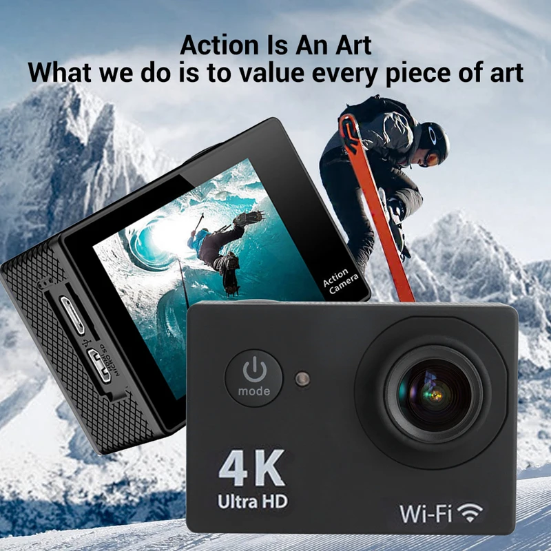 New Action Camera Ultra HD 4K 30fps WiFi 2.0-in 170D Underwater Waterproof Helmet Video Recording Cameras Sport With Telecontrol