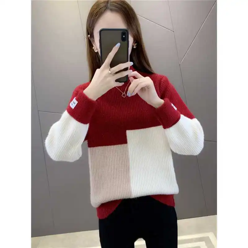 

Color Blocked Mink Fur 2024 New Style, Short Small Base Sweater For Women, Autumn And Winter, Stylish