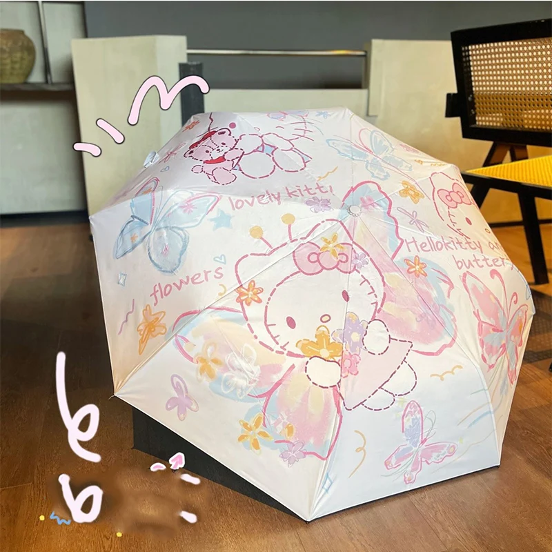 

Kawaii hellokitty umbrella butterfly Katie vinyl sun protection UV umbrella parasol rain umbrella