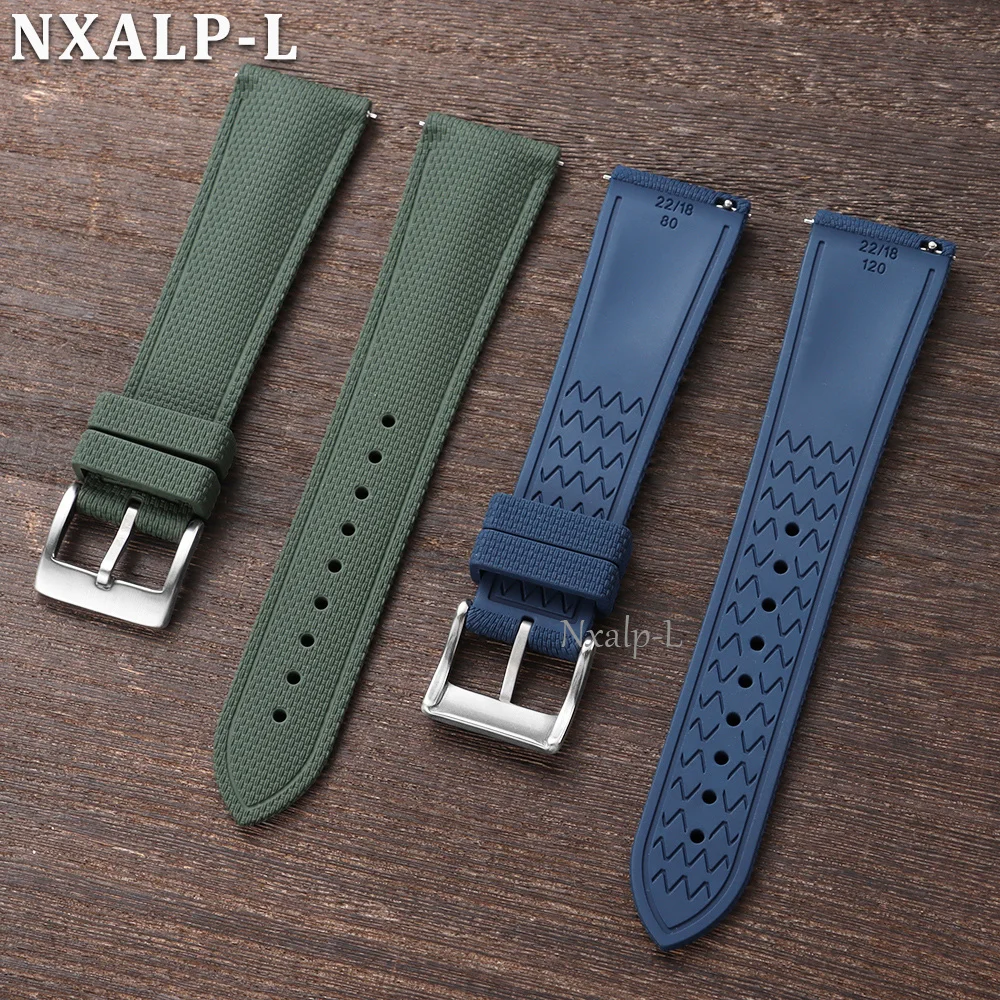 Fluoro Rubber Watch Strap 20mm 21mm 22mm for Omega for Rolex for Seiko FKM Wristband Waterproof Sports Bracelet Quick Release