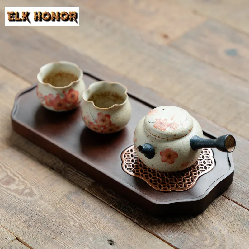 Hand-painted Plum Blossom Tea Set Complete Set Retro Hand Grasp Pot Tea Ceremony Set Teapot And Tea Cup Set Tableware Ornaments