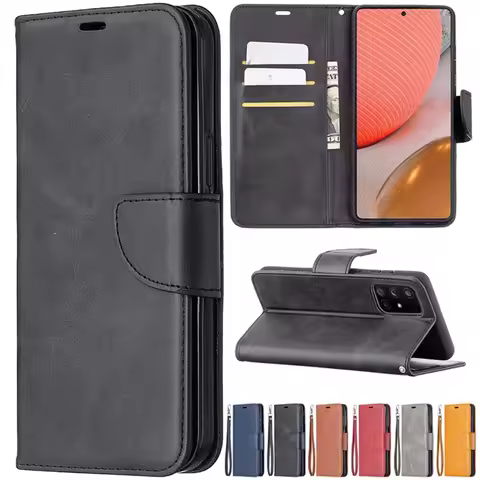 Wallet Leather Sheepskin Flip Case For Samsung Galaxy S25 Edge S24 Ultra S23 Plus S22 S21 FE A15 A16 A26 A35 A36 A53 A54 A55 A56