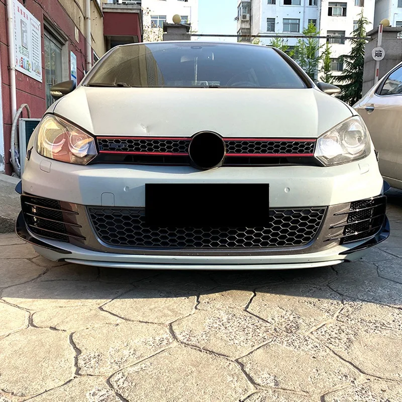 Front Bumper Canard Fins Flare Mods Splitter Lip Spoiler For Golf MK6 GT-I GTD 2009-2013