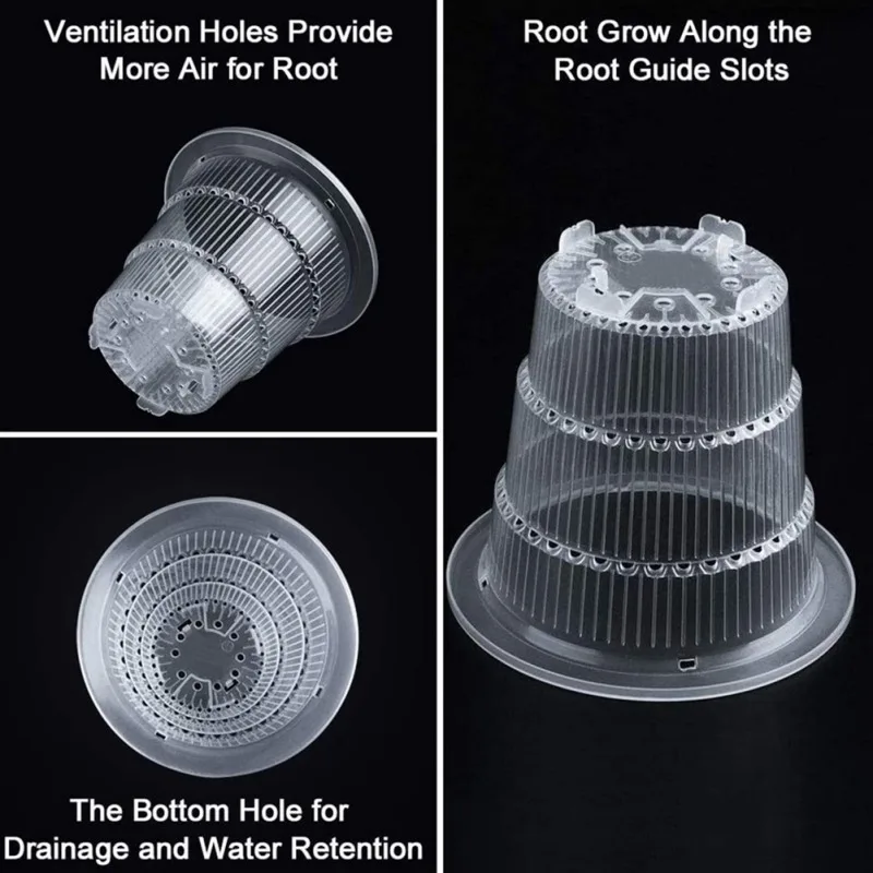 10/12/15cm przezroczyste doniczki do kontroli korzeni storczyków z otworami, oddychające narzędzia ogrodowe wzrost roślin pojemnika