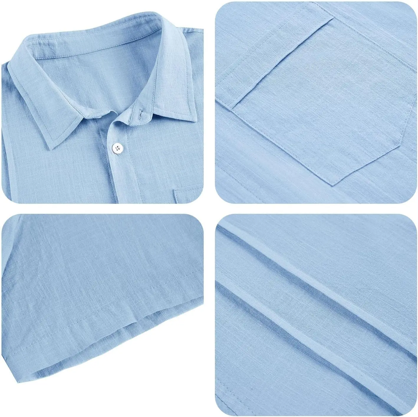 Mens Short Sleeve Cuban Camp Guayabera Shirt Linen Cotton Hippie Beach Button Down Shirts