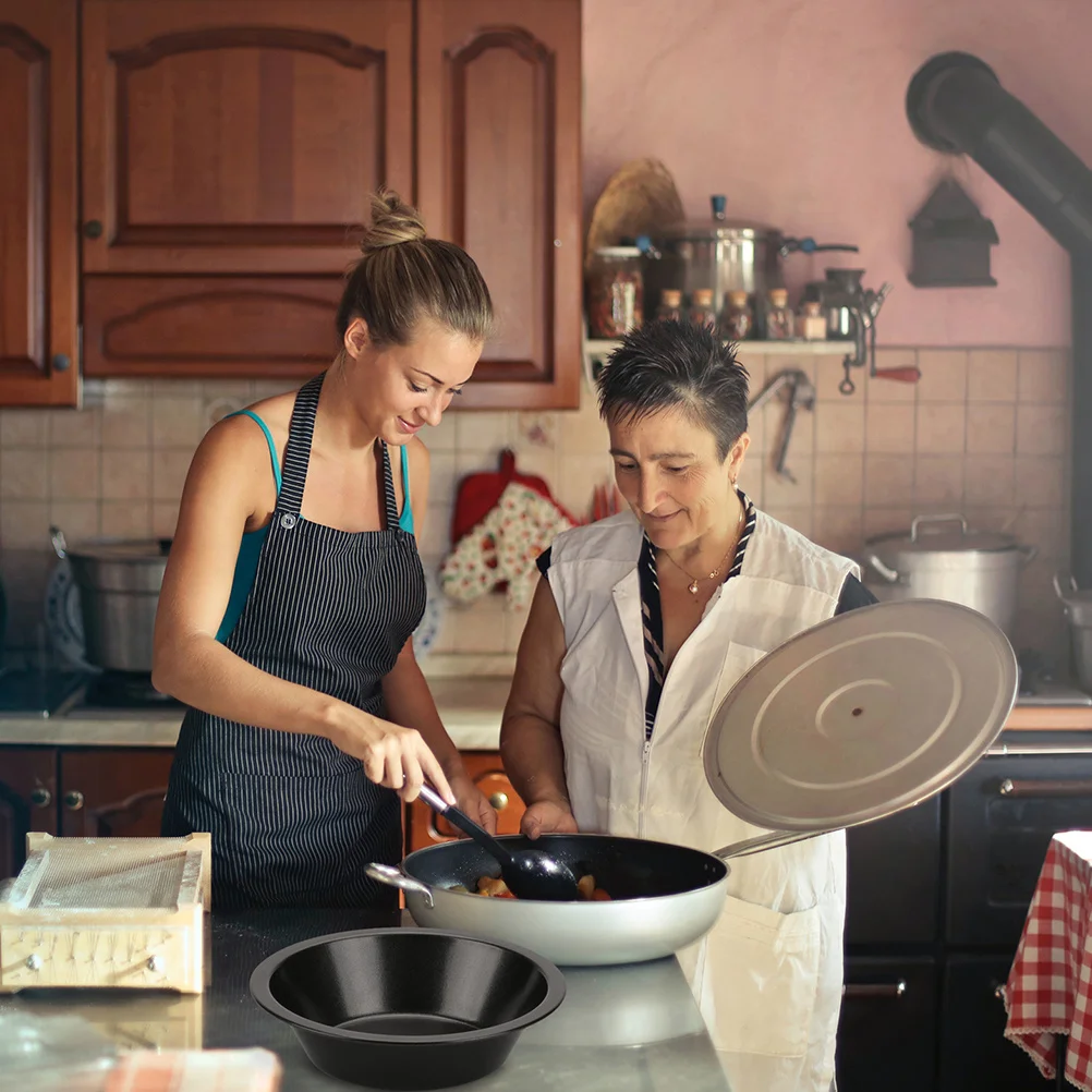 

2Pcs Round Nonstick Pizza Baking Pan Carbon Steel Fast Heat Conduction Loose Demoulding Baking Pan Bakeware