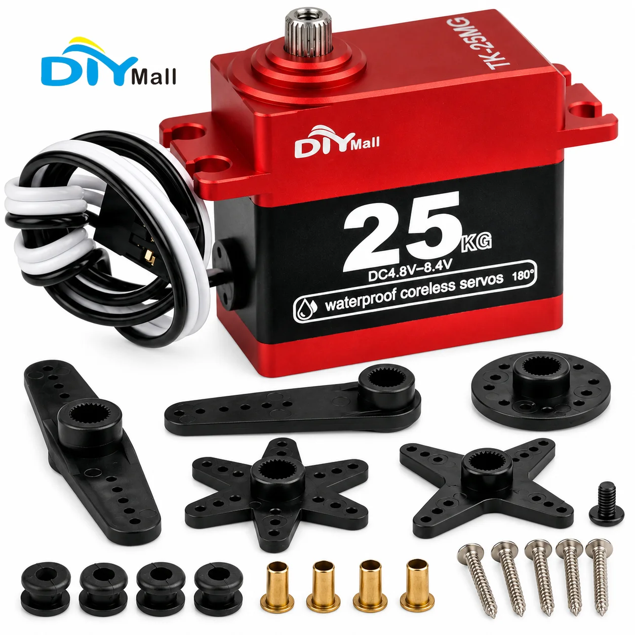 TK-25MG Digital Coreless Servo 25kg.cm 0.11sec/60deg 4.8V-8.4V Metal Gear Waterproof 2BB Aluminum Shell For 1/8 1/10 1/12 RC Car