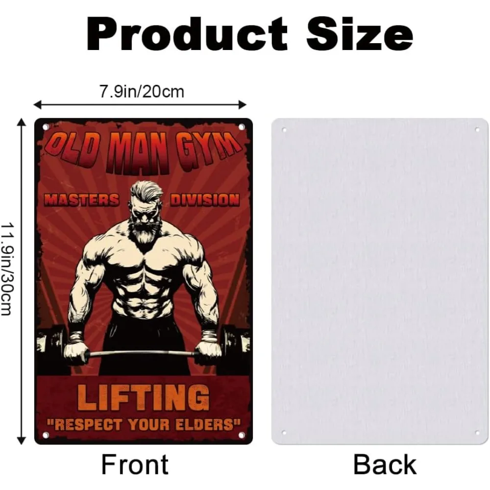 Vintage Old Man Gym Metal Tin Sign Lifting Masters Division Respect Your Elders Fitness Retro Wall Art Poster for Home Gym Man