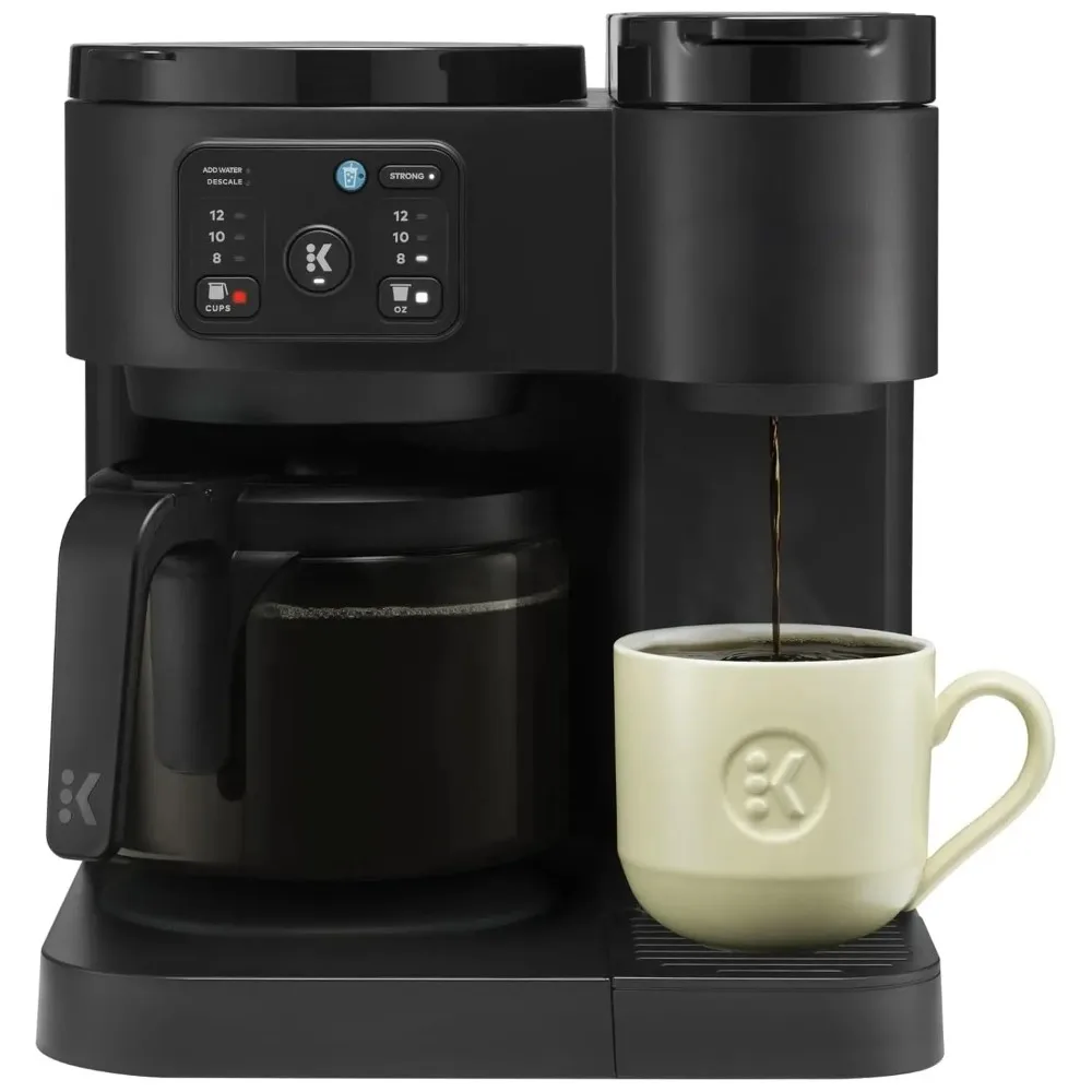 

Кофеварка K-Duo Essentials для горячего и холодного кофе в капсулах и для заваривания в кофейнике, резервуар 72 унции, различные объемы заваривания, мощная, с индивидуальной настройкой