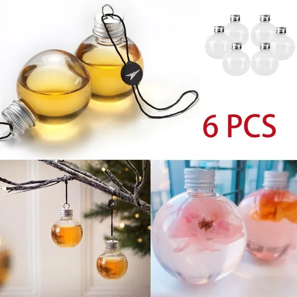 Clear Christmas Balls Ornaments Plastic Bulbs Design Filled Christmas Ornament Fillable Water Bottle Bulbs Cup Xmas Tree Pendant