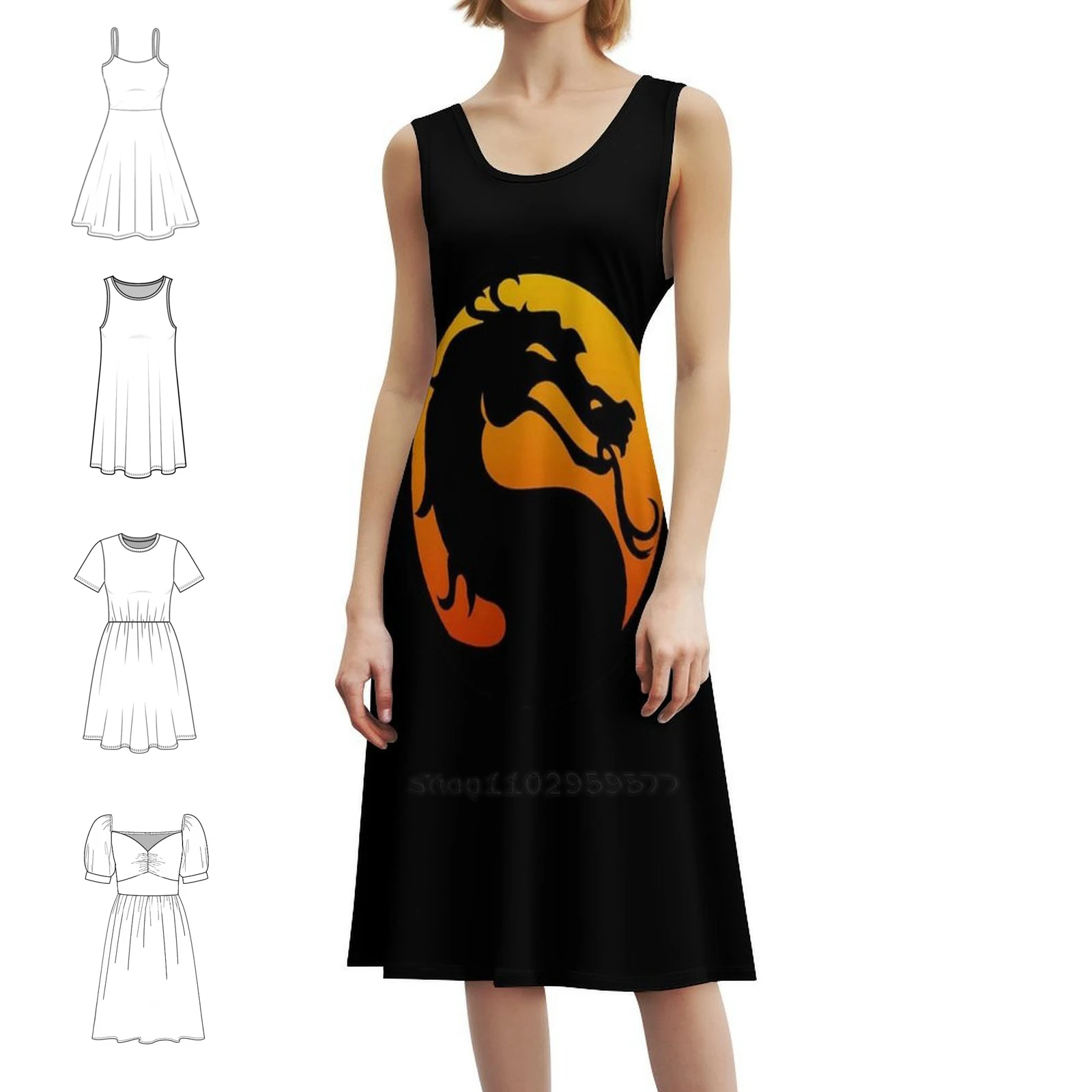 

Mortal Kombat Dragon мини-платье в консервативном стиле для женщин трапециевидной формы свободного покроя повседневное дневное платье Mortal Kombat Dragon Mortal Kombat