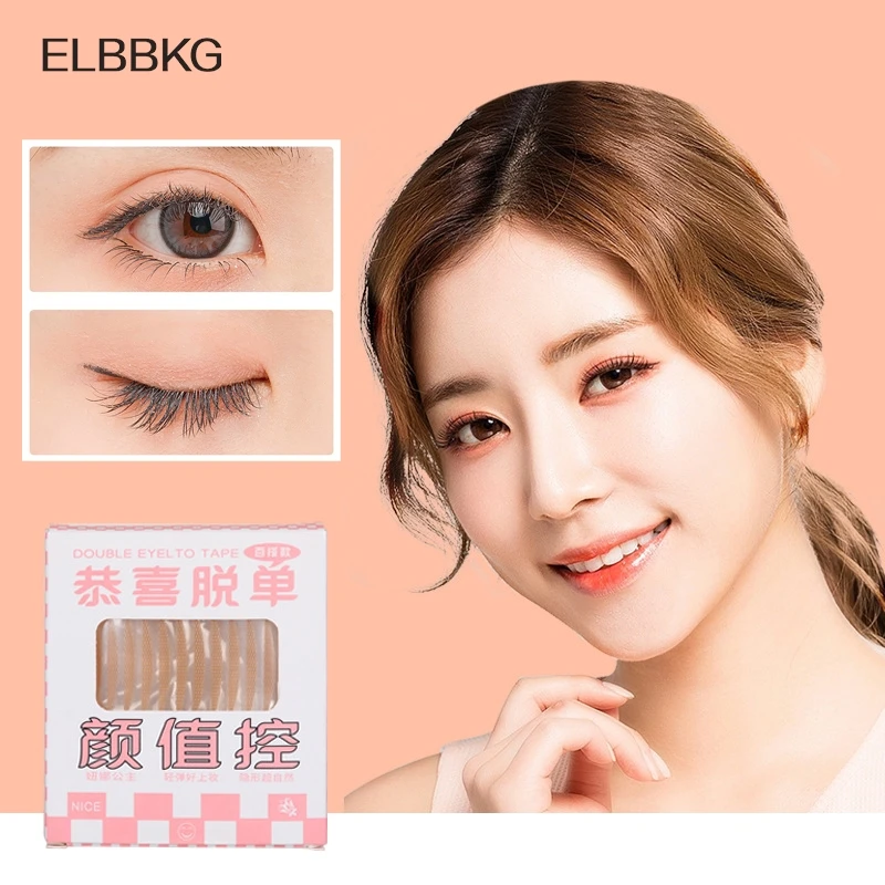 90Pcs/Box Eyelid Tape Sticker Invisible Double Fold Eyelid Lace Paste Beige Stripe Self-adhesive Natural Eye Tape Makeup Tool