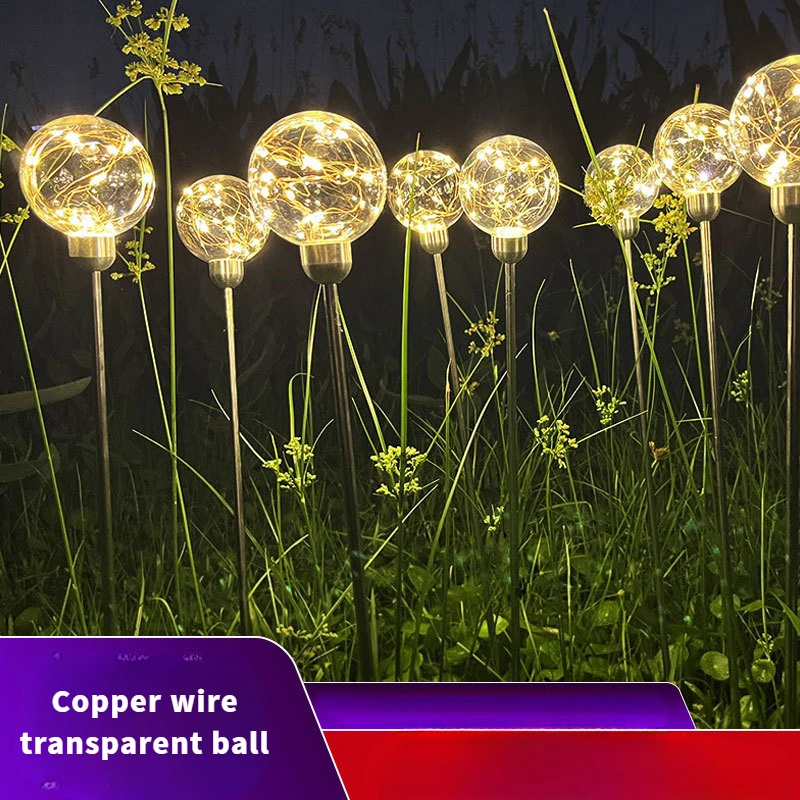 LEDCopper Wire Lamp Transparent Ball Outdoor Decoration Square Decoration10CMCopper Wire Aluminum Parts Lawn Landscape Lamp Grou