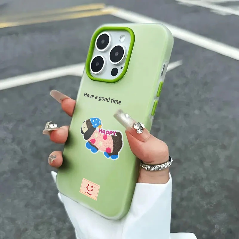 Lucky Dachshund Niedliche Hüllen für iPhone 16 Pro Max Plus, iPhone 14 13 15 17 12 11 7 XS, Bonbonfarben, Glücklicher Welpe, TPU-Schutzhülle – Detail 5