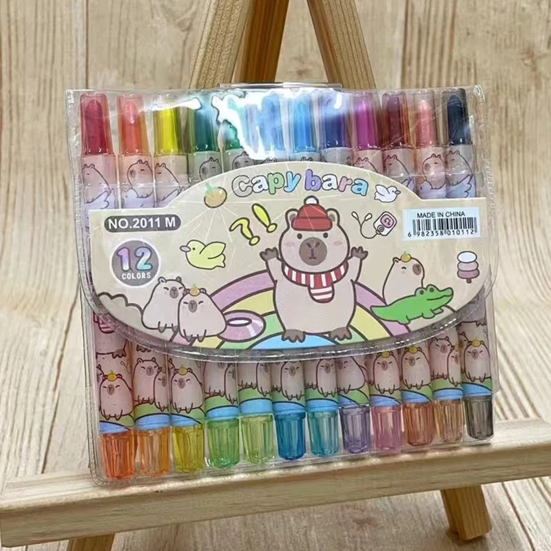 12 teile/satz Capybara Cartoon ungiftige Buntstift Ölgemälde Stick Student Pastell stifte zum Zeichnen von Buntstiften Geburtstags geschenk