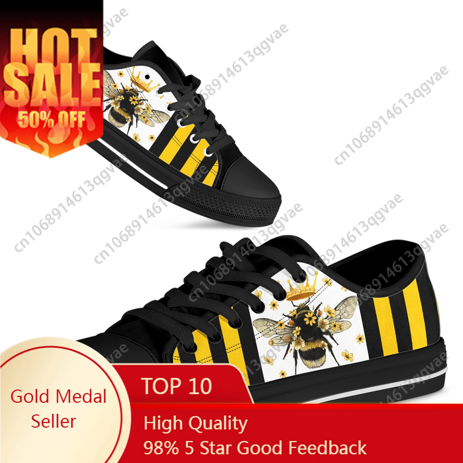 

Bee Crown Queen Strip Low Top High Quality Sneakers Mens Womens Teenager Canvas Lightweight Sneaker Couple Shoes Custom Shoe