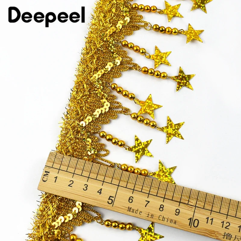 1/2/3/5M Deepeel 85mm Laser Sequins Tassels Fringe for Sewing Party Dresses Costume Beaded Lace Trims Decorative Trimming Fabric
