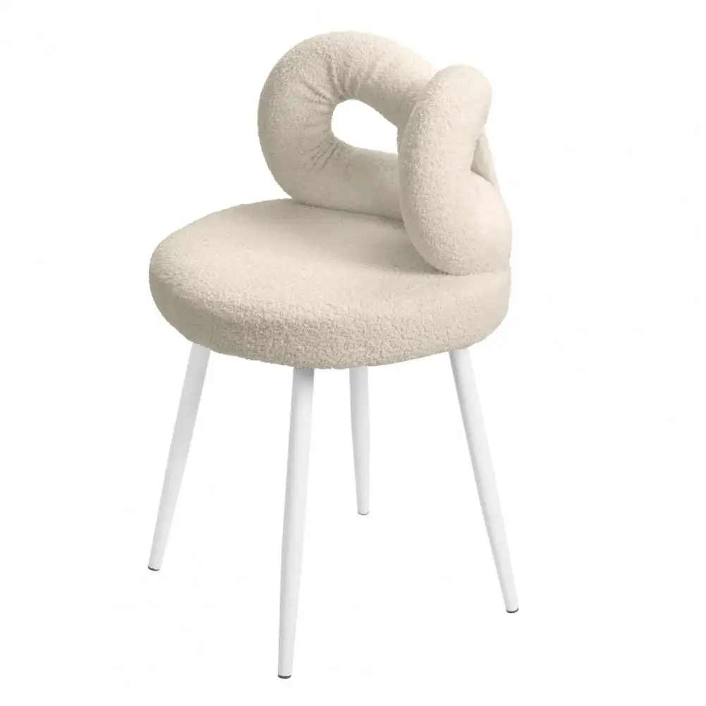 

Vanity Stool with Bowknot Backrest Living Room Women Girls Bedroom Makeup Chair Adjustable Foot Pads Armless Dressing Chair Side