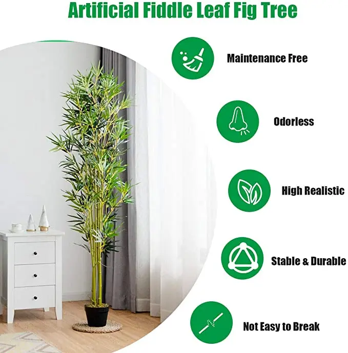 Fake Bamboo Tree 150/120/90cm Potted Plant Artificial Greenery Plants in Pot Decorative Trees for Home Office Lobby Shop